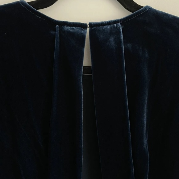 Whistles Plush Velvet Midi Crew Neck Open Back Dress In Sapphire Color Size US 8 - Picture 6 of 12